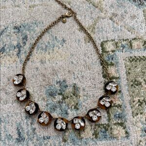 J. Crew Gold and Black Necklace with Crystal Details